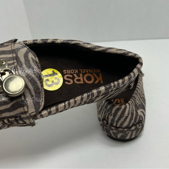 NWT Michael Kors Girls Metallic ZOEY Animal Print Loafers Zebra Giraffe Sz 13Y - Picture 9 of 12